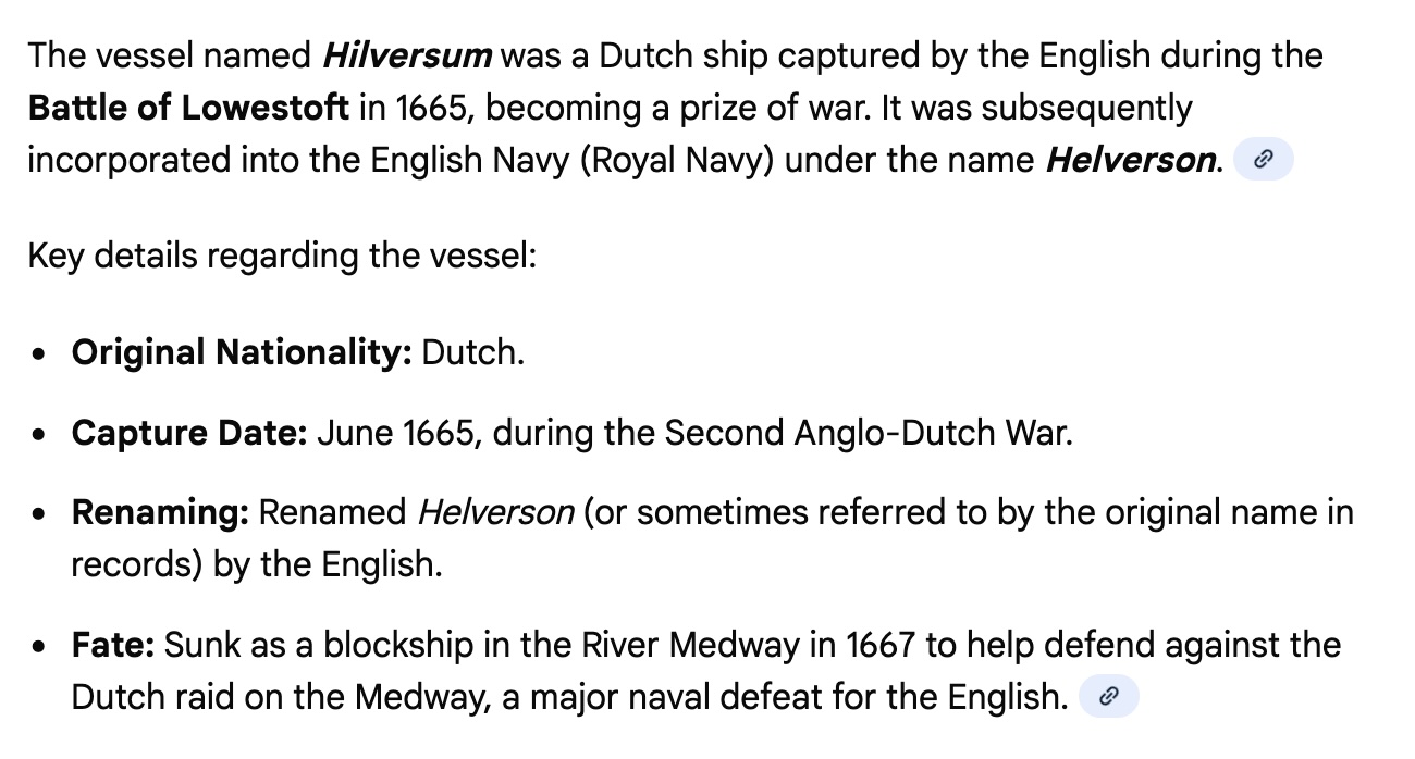 Hilversum Vessel Captured by the English