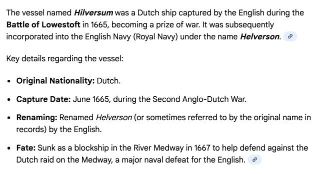Hilversum Vessel Captured by the English