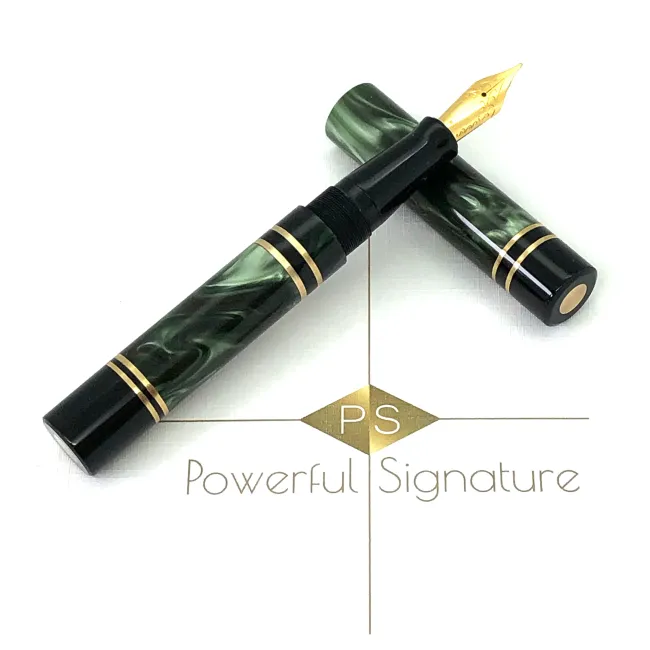  Moderna Omas Pearl Dark Green Brass